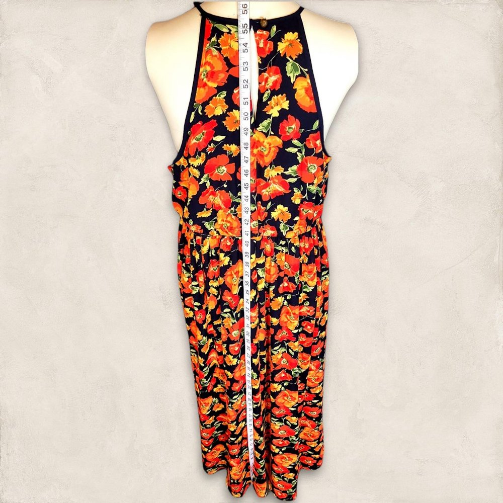 Forever 21 Black Maxi Dress with Orange & Yellow Floral Print - Picture 11 of 13